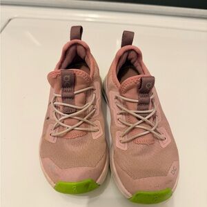 On Cloud Kids Pink and Green Sneakers